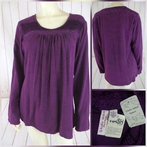 Studio West Apparel Top M Purple Rayon Lace Insert